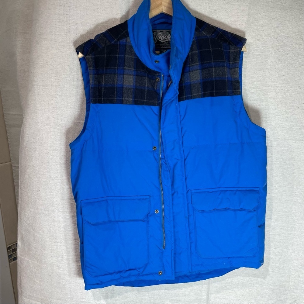 Roots Blue and plaid Men's down Vest